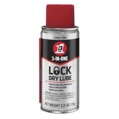 3-IN-ONE 120077 Lock Dry Lubricant, 2.5 oz Aerosol Can, Liquid Form, Clear Glass, 0.72