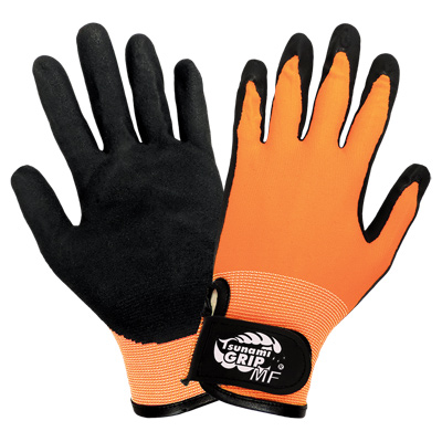 Tsunami Grip High-Visibility Mach Finish Nitrile Palm Coated Gloves 7(S)