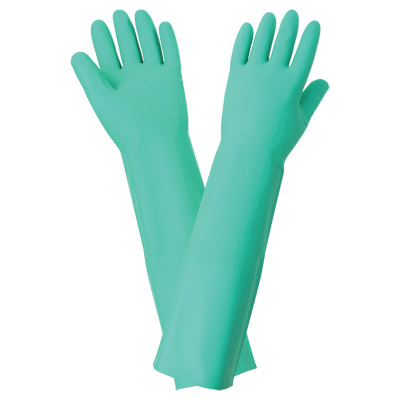 FrogWear Extra-Long Heavy-weight 22-Mil Green Nitrile Unsupported Gloves 10(XL)