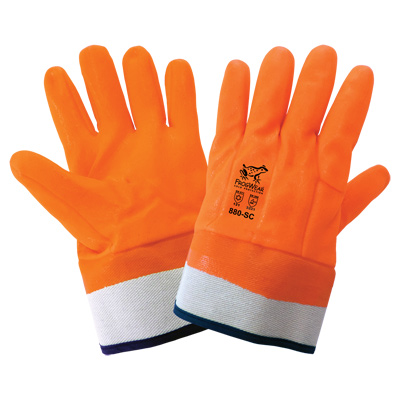FrogWear Cold Protection High-Visibility Insulated Double-Coated PVC Waterproof Chemical Gloves One Size