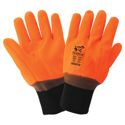 FrogWear Cold Protection High-Visibility Insulated Double-Coated with PVC Chemical Handling Gloves One Size
