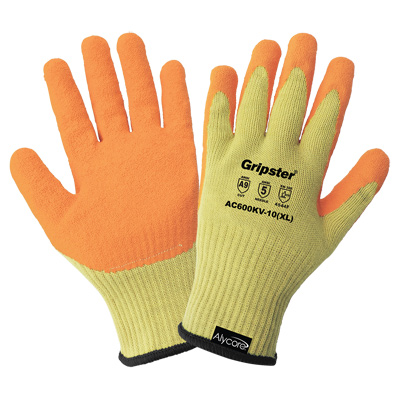 Gripster Cut and Hypodermic Needle Resistant Gloves Made with Alycore and a High-Visibility Orange Palm 10(XL)
