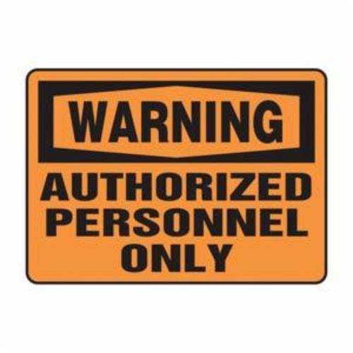 Accuform MADM323VA Warning Sign, WARNING, 10 in H x 14 in W, Black on Orange, Aluminum, Through Hole Mount