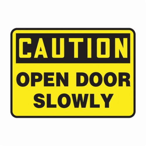 Accuform MABR603VA Caution Sign, CAUTION, 7 in H x 10 in W, Black on Yellow Sign/Yellow on Black Header, Aluminum, Through Hole Mount