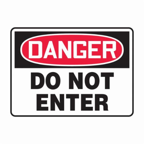Accuform MADM139VA Danger Sign, DANGER, 10 in H x 14 in W, Black on White Sign/White on Black/Red Header, Aluminum, Through Hole Mount