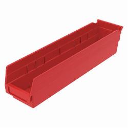 Akro-Mils 30128RED Shelf Bin, 17-7/8 in L x 4-1/8 in W x 4 in H, 123 cu-in, Red