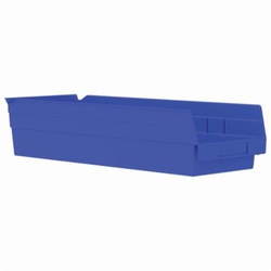 Akro-Mils 30138BLUE Shelf Bin, 17-7/8 in L x 6-5/8 in W x 4 in H, 176 cu-in, Blue