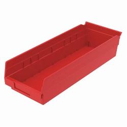 Akro-Mils 30138RED 30138 Shelf Bin, 17-7/8 in L x 6-5/8 in W x 4 in H, 0.20 cu-ft, Red