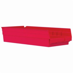 Akro-Mils 30158RED Shelf Bin, 17-7/8 in L x 8-3/8 in W x 4 in H, 214 cu-in, Red