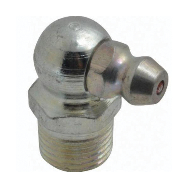 Alemite 1613-B Lubrication Fitting, 1/8-27 PTF Thread, 27/32 in OAL, 19/64 in L Shank, Steel, Trivalent Zinc Plated
