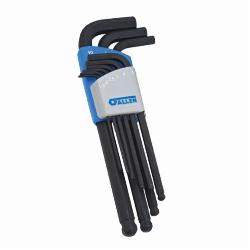 Allen 56615G Long Key Set, 9 Pieces, 1.5 to 10 mm Hex, L-Handle Handle, Alloy Steel, Black Oxide