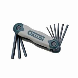 Allen 56624G Key Set, 9 Pieces, 5/64 to 1/4 in Hex, Cushion Grip/Fold-Up Handle, Alloy Steel, Black Oxide