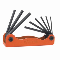 Allen 56638G Key Set, 9 Pieces, 5/64 to 1/4 in Hex, Foldable Handle, Alloy Steel, Black Oxide