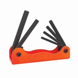 Allen 56642G Long Key Set, 6 Pieces, 5/32 to 3/8 in Hex, Foldable Handle, Alloy Steel, Black Oxide