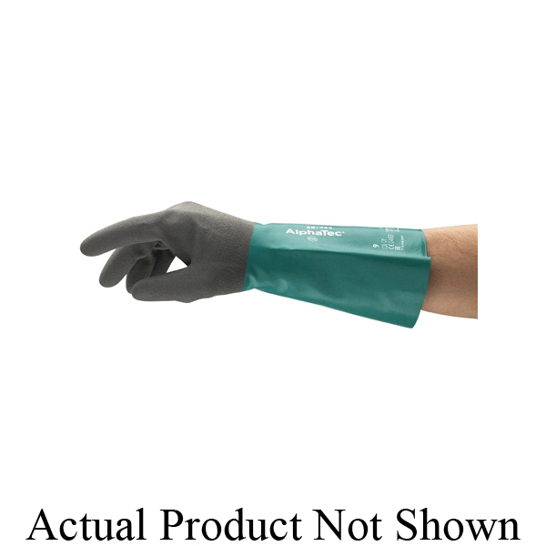 AlphaTec 58435080-VEND 58-435 Anti-Static Heavy Duty Latex-Free Silicone-Free Chemical-Resistant Gloves, SZ 8/M, Right/Left Hand, Nitrile, Gray, Cotton Flocked Lining, 15 in L, Resists: Abrasion, Chemical and Puncture, Unsupported Support, Gauntlet Cuff