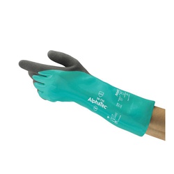 AlphaTec 58735090 58-735 Anti-Static Latex-Free Medium Duty Powder-Free Silicone-Free Chemical-Resistant Gloves, SZ 9/L, Right/Left Hand, Nitrile, Medium Grass Green/Dark Gray/Yellow, Fiberglass/Polyester/HPPE/Nylon/Spandex Lining, 14 in L, 39 mil THK