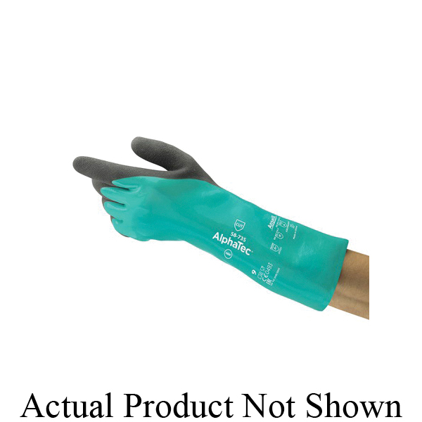 AlphaTec 58735060 58-735 Anti-Static Latex-Free Medium Duty Powder-Free Silicone-Free Chemical-Resistant Gloves, SZ 6/XS, Right/Left Hand, Nitrile, Medium Grass Green/Dark Gray/Yellow, Fiberglass/Polyester/HPPE/Nylon/Spandex Lining, 13.4 in L, 39 mil THK