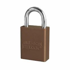 American Lock A1105BRN Safety Padlock, Different Key, Brown, Anodized Aluminum Body, 1/4 in Dia x 1 in H x 25/32 in W Polished Chrome Boron Alloy Steel Shackle, Conductive Conductivity