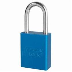 American Lock A1106BLU Safety Padlock, Different Key, Blue, Anodized Aluminum Body, 1/4 in Dia x 1-1/2 in H x 25/32 in W Polished Chrome Boron Alloy Steel Shackle, Conductive Conductivity