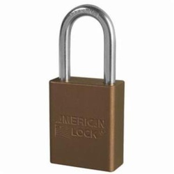 American Lock A1106BRN Safety Padlock, Different Key, Brown, Anodized Aluminum Body, 1/4 in Dia x 1-1/2 in H x 25/32 in W Polished Chrome Boron Alloy Steel Shackle, Conductive Conductivity