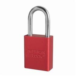 American Lock A1106RED Safety Padlock, Different Key, Red, Anodized Aluminum Body, 1/4 in Dia x 1-1/2 in H x 25/32 in W Polished Chrome Boron Alloy Steel Shackle, Conductive Conductivity