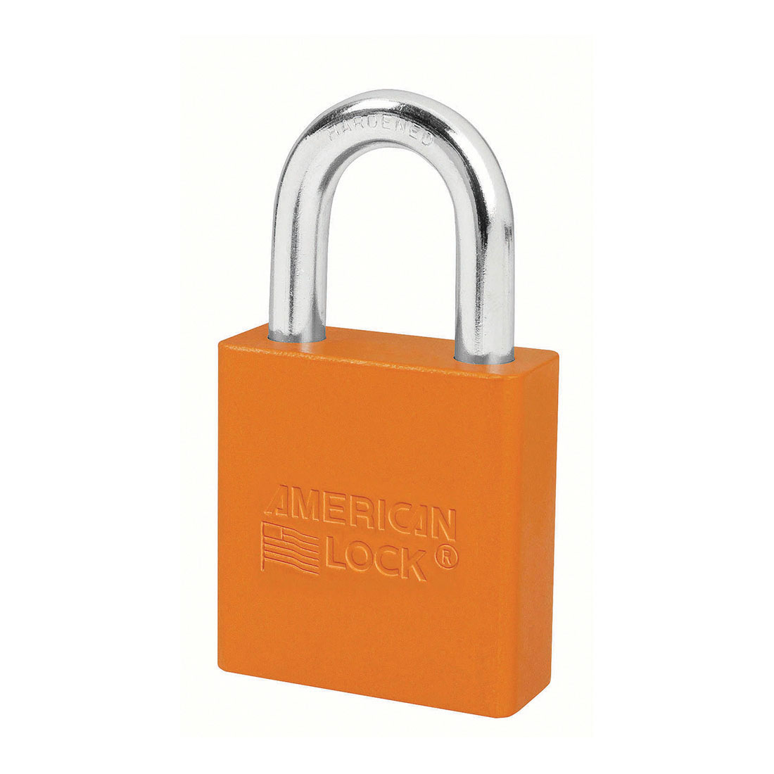American Lock A1205ORJ Rekeyable Pin Padlock, Different Key, Solid Aluminum Body, 5/16 in Dia Shackle, Orange, 5-Pin Cylinder Dual Ball Bearing Tumbler Locking Mechanism