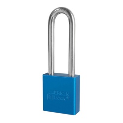 American Lock A1207BLU Rekeyable Pin Padlock, Different Key, Solid Aluminum Body, 5/16 in Dia Shackle, Blue, 5-Pin Cylinder Dual Ball Bearing Tumbler Locking Mechanism
