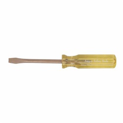 Ampco S-38 Corrosion-Resistant Non-Sparking Standard Screwdriver, 1/4 in Keystone/Slotted Point, Alloy Steel Shank, 7-5/8 in OAL, Acetate Handle, Natural, ASTM A342/F2503