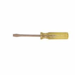 Ampco S-48 Corrosion-Resistant Non-Sparking Standard Screwdriver, 5/16 in Keystone/Slotted Point, Alloy Steel Shank, 6-1/2 in OAL, Acetate Handle, Natural, ASTM A342/F2503
