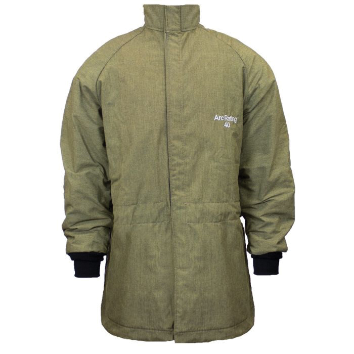 ArcGuard C04NPQHLTD2X32 Arc Flash Coat, 2XL, Olive Green, RevoLite, 49 to 53 in Chest, Resists: Flame, ASTM F1506, CAT 4, CSA Z462, NFPA 70E, OSHA 1910.269