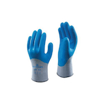 Atlas by Showa Best 305L-09RT Ergonomic General Purpose Gloves, Coated, Straight Thumb Style, L/SZ 9, Natural Rubber Latex Palm, Cotton/Polyester, Blue/Gray, Elastic/Knit Wrist Cuff, Natural Rubber Latex Coating, Resists: Abrasion, Cut, Puncture and Tear