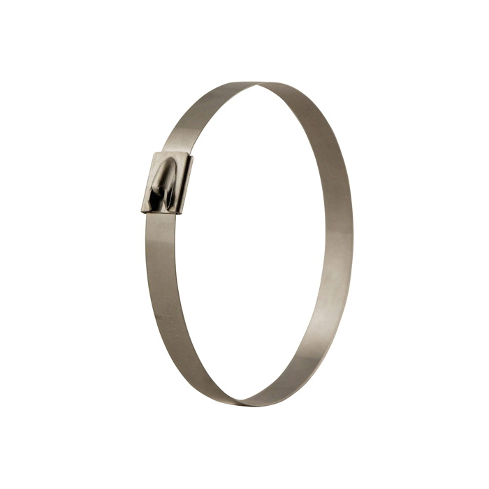 Band-It KE1128 Ball-Lok Cable Tie, 7.9 in L x 3/16 in W x 0.01 in THK, 304 Stainless Steel