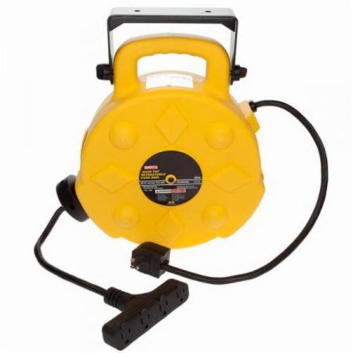 Bayco SL-8904-40 Quad Tap Retractable Cord Reel, 15 A, 40 ft L Cord, 12/3 AWG Conductor, 4 Outlets