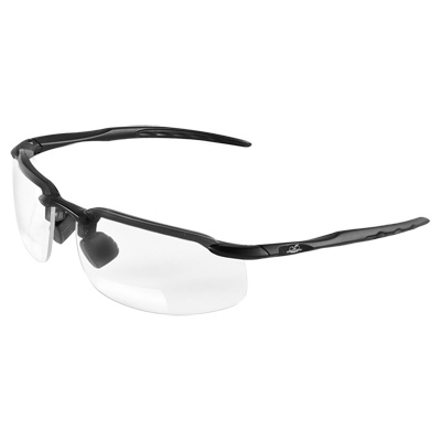 Swordfish Clear 1.5 Diopter Reader Style Lens, Matte Black Frame Safety Glasses Half Frame