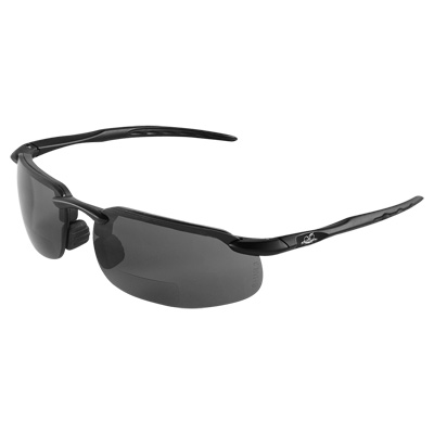 Swordfish Smoke 2.0 Diopter Reader Style Lens, Matte Black Frame Safety Glasses Half Frame