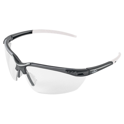 Mojarra Clear Anti-Fog Lens, Shiny Pearl Gray Frame Safety Glasses Half Frame