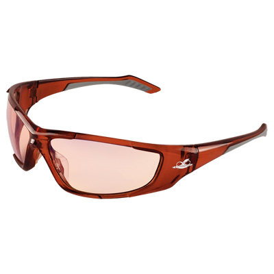 Javelin Indoor/Outdoor Copper Lens, Crystal Brown Frame Safety Glasses Wrap-Around 2/3 Full-Frame