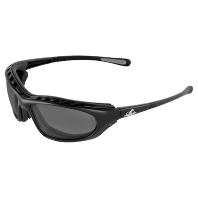 Steelhead Smoke Anti-Fog Lens, Matte Black Frame Safety Glasses Foam-Lined Full Frame