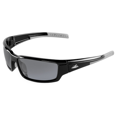 Maki Silver Mirror Polarized Lens, Shiny Black Frame Safety Glasses Full Frame
