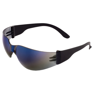 Torrent Blue Mirror Lens, Matte Black Frame Safety Glasses Frameless