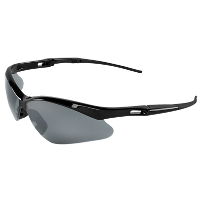 Spearfish Silver Mirror Lens, Shiny Black Frame Safety Glasses Vented Half Frame
