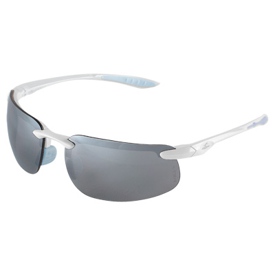 SwordfishX Silver Mirror Lens, Shiny White Frame Safety Glasses Half Frame