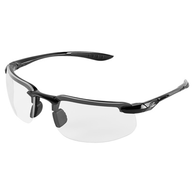 SwordfishX Clear Anti-Fog Lens, Shiny Black Frame Safety Glasses Half Frame