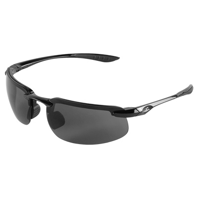 SwordfishX Smoke Anti-Fog Lens, Shiny Black Frame Safety Glasses Half Frame