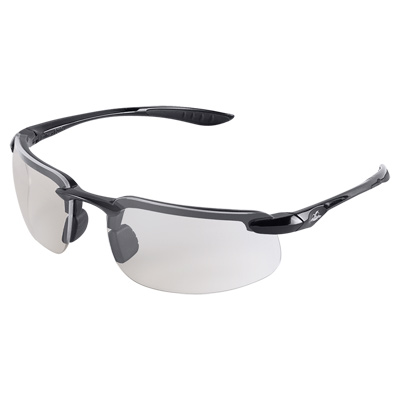 SwordfishX Indoor/Outdoor Anti-Fog Lens, Shiny Black Frame Safety Glasses Half Frame