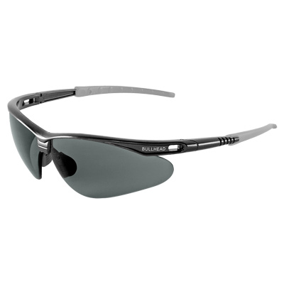 Stinger Smoke Polarized Lens, Dark Gray Frame Safety Glasses Vented Half Frame