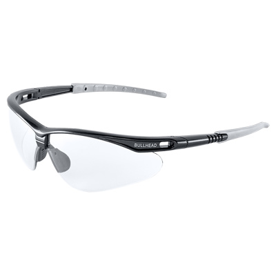 Stinger Clear Anti-Fog Lens, Shiny Pearl Gray Frame Safety Glasses Vented Half Frame