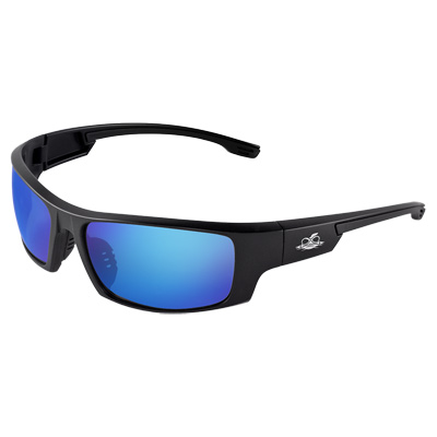 Dorado Blue Mirror Lens, Matte Black Frame Safety Glasses Full Frame