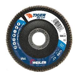 Big Cat 50803V Close Premium High Density Vending Ready Coated Abrasive Flap Disc, 4-1/2 in Dia Disc, 7/8 in Center Hole, 40 Grit, Coarse Grade, Zirconia Alumina Abrasive, Type 27/Flat Disc