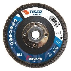 Big Cat 50808V Close Premium High Density Vending Ready Coated Abrasive Flap Disc, 4-1/2 in Dia Disc, 40 Grit, Coarse Grade, Zirconia Alumina Abrasive, Type 27/Flat Disc